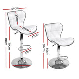 darrahopens Furniture > Bar Stools & Chairs Artiss Set of 2 PU Leather Patterned Bar Stools - White and Chrome