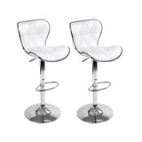 darrahopens Furniture > Bar Stools & Chairs Artiss Set of 2 PU Leather Patterned Bar Stools - White and Chrome