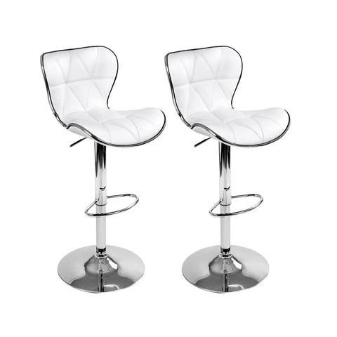 darrahopens Furniture > Bar Stools & Chairs Artiss Set of 2 PU Leather Patterned Bar Stools - White and Chrome
