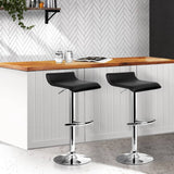 darrahopens Furniture > Bar Stools & Chairs Artiss Set of 2 PU Leather Wave Style Bar Stools - Black