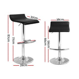 darrahopens Furniture > Bar Stools & Chairs Artiss Set of 2 PU Leather Wave Style Bar Stools - Black