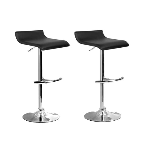 darrahopens Furniture > Bar Stools & Chairs Artiss Set of 2 PU Leather Wave Style Bar Stools - Black