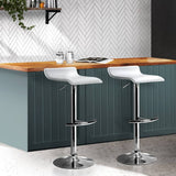 darrahopens Furniture > Bar Stools & Chairs Artiss Set of 2 PU Leather Wave Style Bar Stools - White