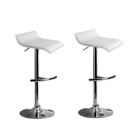 darrahopens Furniture > Bar Stools & Chairs Artiss Set of 2 PU Leather Wave Style Bar Stools - White