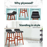 darrahopens Furniture > Bar Stools & Chairs Artiss Set of 2 PU Leather Wood Wave Style Bar Stool - Black