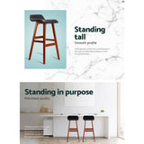 darrahopens Furniture > Bar Stools & Chairs Artiss Set of 2 PU Leather Wood Wave Style Bar Stool - Black