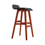 darrahopens Furniture > Bar Stools & Chairs Artiss Set of 2 PU Leather Wood Wave Style Bar Stool - Black
