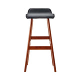 darrahopens Furniture > Bar Stools & Chairs Artiss Set of 2 PU Leather Wood Wave Style Bar Stool - Black