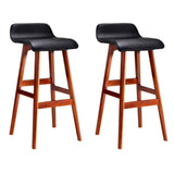 darrahopens Furniture > Bar Stools & Chairs Artiss Set of 2 PU Leather Wood Wave Style Bar Stool - Black