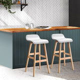darrahopens Furniture > Bar Stools & Chairs Artiss Set of 2 PU Leather Wood Wave Style Bar Stool - White