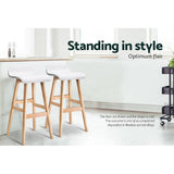 darrahopens Furniture > Bar Stools & Chairs Artiss Set of 2 PU Leather Wood Wave Style Bar Stool - White