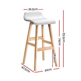 darrahopens Furniture > Bar Stools & Chairs Artiss Set of 2 PU Leather Wood Wave Style Bar Stool - White