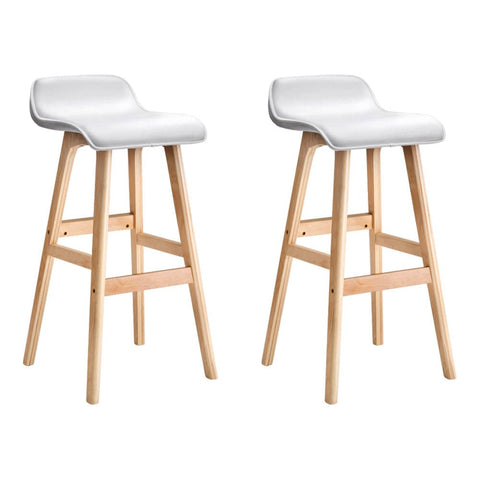 darrahopens Furniture > Bar Stools & Chairs Artiss Set of 2 PU Leather Wood Wave Style Bar Stool - White