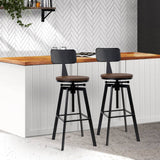 darrahopens Furniture > Bar Stools & Chairs Artiss Set of 2 Rustic Industrial Style Metal Bar Stool - Black and Wood