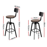 darrahopens Furniture > Bar Stools & Chairs Artiss Set of 2 Rustic Industrial Style Metal Bar Stool - Black and Wood