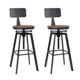 darrahopens Furniture > Bar Stools & Chairs Artiss Set of 2 Rustic Industrial Style Metal Bar Stool - Black and Wood