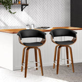 darrahopens Furniture > Bar Stools & Chairs Artiss Set of 2 Swivel PU Leather Bar Stool - Wood and Black