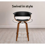 darrahopens Furniture > Bar Stools & Chairs Artiss Set of 2 Swivel PU Leather Bar Stool - Wood and Black