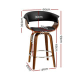 darrahopens Furniture > Bar Stools & Chairs Artiss Set of 2 Swivel PU Leather Bar Stool - Wood and Black