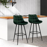 darrahopens Furniture > Bar Stools & Chairs Artiss Set of 2 Velvet Bar Stools - Green