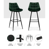 darrahopens Furniture > Bar Stools & Chairs Artiss Set of 2 Velvet Bar Stools - Green