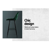 darrahopens Furniture > Bar Stools & Chairs Artiss Set of 2 Velvet Bar Stools - Green