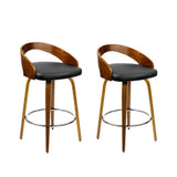 darrahopens Furniture > Bar Stools & Chairs Artiss Set of 2 Walnut Wood Bar Stools - Black and Brown