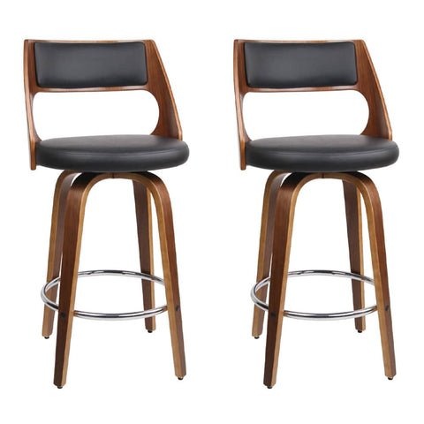 darrahopens Furniture > Bar Stools & Chairs Artiss Set of 2 Wooden Bar Stools - Black