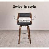 darrahopens Furniture > Bar Stools & Chairs Artiss Set of 2 Wooden Bar Stools PU Leather - Black and Wood