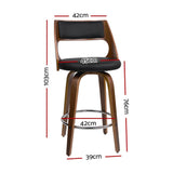 darrahopens Furniture > Bar Stools & Chairs Artiss Set of 2 Wooden Bar Stools PU Leather - Black and Wood