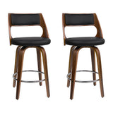 darrahopens Furniture > Bar Stools & Chairs Artiss Set of 2 Wooden Bar Stools PU Leather - Black and Wood