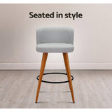 darrahopens Furniture > Bar Stools & Chairs Artiss Set of 2 Wooden Fabric Bar Stools Circular Footrest - Light Grey