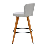 darrahopens Furniture > Bar Stools & Chairs Artiss Set of 2 Wooden Fabric Bar Stools Circular Footrest - Light Grey