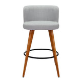 darrahopens Furniture > Bar Stools & Chairs Artiss Set of 2 Wooden Fabric Bar Stools Circular Footrest - Light Grey