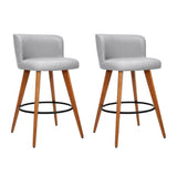 darrahopens Furniture > Bar Stools & Chairs Artiss Set of 2 Wooden Fabric Bar Stools Circular Footrest - Light Grey