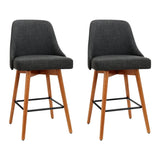 darrahopens Furniture > Bar Stools & Chairs Artiss Set of 2 Wooden Fabric Bar Stools Square Footrest - Charcoal