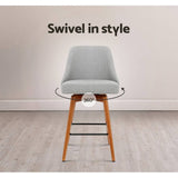 darrahopens Furniture > Bar Stools & Chairs Artiss Set of 2 Wooden Fabric Bar Stools Square Footrest - Light Grey