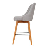 darrahopens Furniture > Bar Stools & Chairs Artiss Set of 2 Wooden Fabric Bar Stools Square Footrest - Light Grey