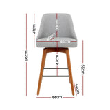 darrahopens Furniture > Bar Stools & Chairs Artiss Set of 2 Wooden Fabric Bar Stools Square Footrest - Light Grey