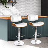 darrahopens Furniture > Bar Stools & Chairs Artiss Set of 2 Wooden Gas Lift Bar Stool - White and Chrome