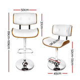 darrahopens Furniture > Bar Stools & Chairs Artiss Set of 2 Wooden Gas Lift Bar Stool - White and Chrome