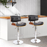 darrahopens Furniture > Bar Stools & Chairs Artiss Set of 2 Wooden Gas Lift Bar Stools - Black and Chrome