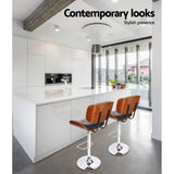 darrahopens Furniture > Bar Stools & Chairs Artiss Set of 2 Wooden Gas Lift Bar Stools - Black and Chrome