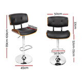 darrahopens Furniture > Bar Stools & Chairs Artiss Set of 2 Wooden Gas Lift Bar Stools - Black and Chrome