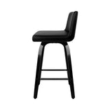 darrahopens Furniture > Bar Stools & Chairs Artiss Set of 2 Wooden PU Leather Bar Stool - Black