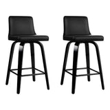 darrahopens Furniture > Bar Stools & Chairs Artiss Set of 2 Wooden PU Leather Bar Stool - Black