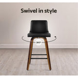 darrahopens Furniture > Bar Stools & Chairs Artiss Set of 2 Wooden PU Leather Bar Stool - Black and Brown Wood Legs
