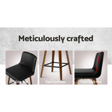 darrahopens Furniture > Bar Stools & Chairs Artiss Set of 2 Wooden PU Leather Bar Stool - Black and Brown Wood Legs