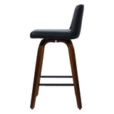 darrahopens Furniture > Bar Stools & Chairs Artiss Set of 2 Wooden PU Leather Bar Stool - Black and Brown Wood Legs