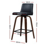 darrahopens Furniture > Bar Stools & Chairs Artiss Set of 2 Wooden PU Leather Bar Stool - Black and Brown Wood Legs